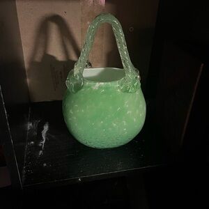 Handcrafted Green Art Glass Vases